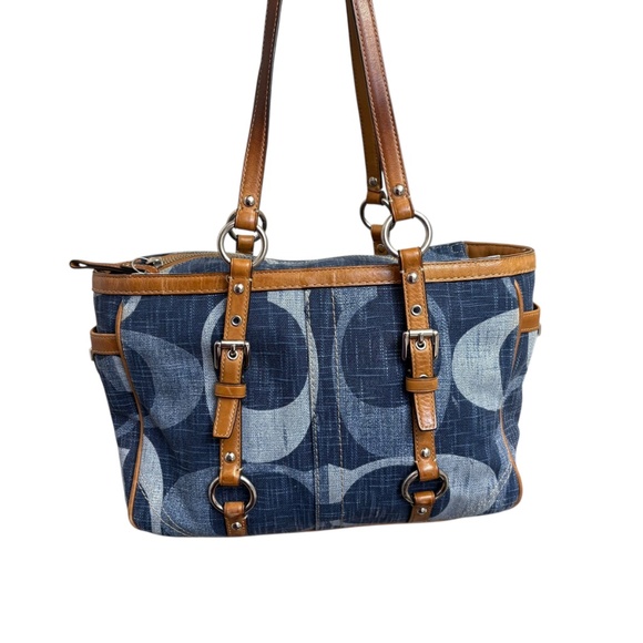 Coach f13810 blue denim vintage y2k signature denim tonal tote bag - Picture 14 of 16